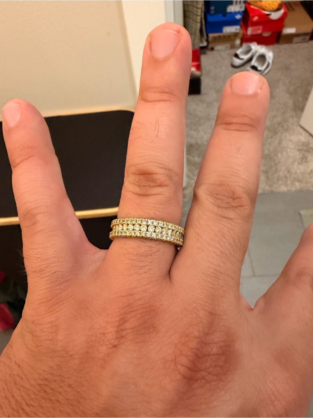 Men’s natural diamond wedding band or pinky ring 10k gold